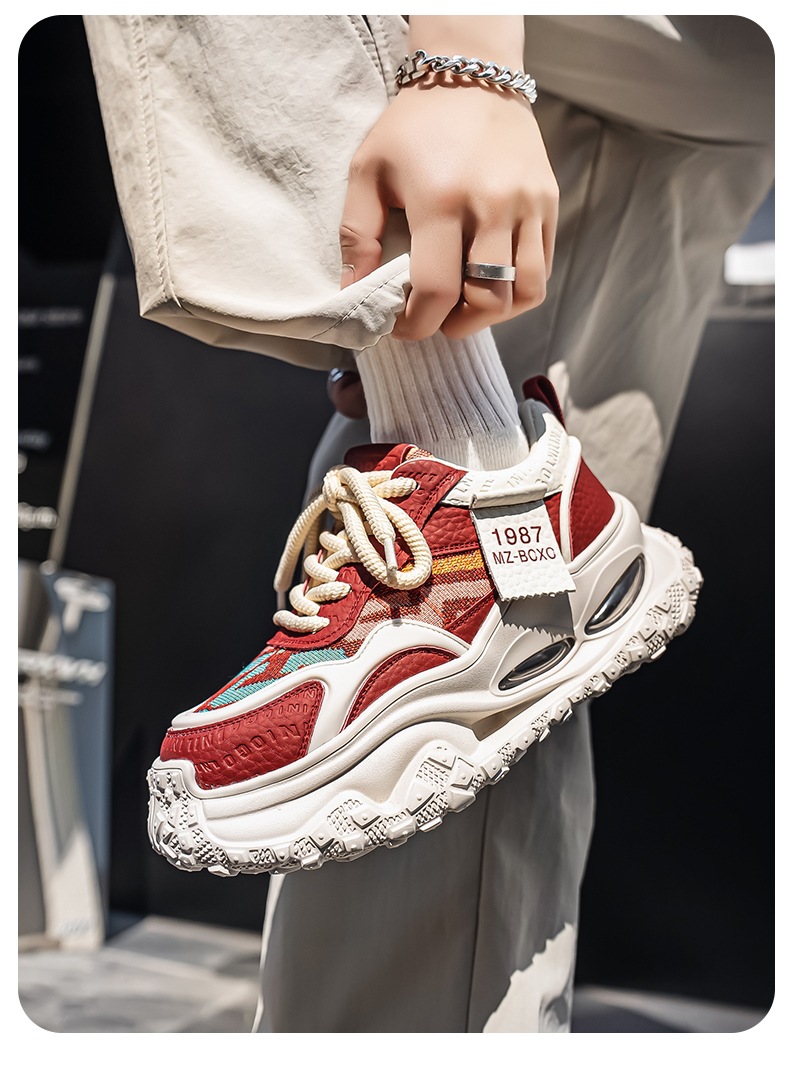 Gedämpfte Plateau-Freizeitschuhe für Herren mit Schnürung detail 2