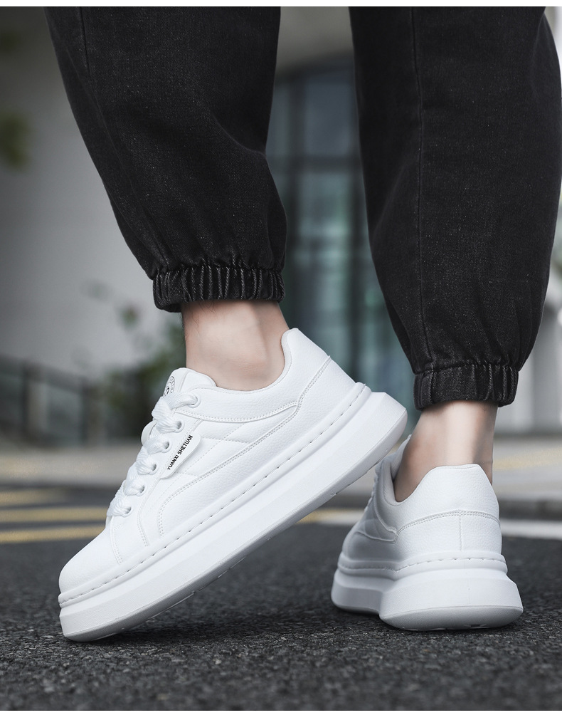 Herren Plateau-Freizeitschuhe aus PU-Leder zum Schnüren detail 9
