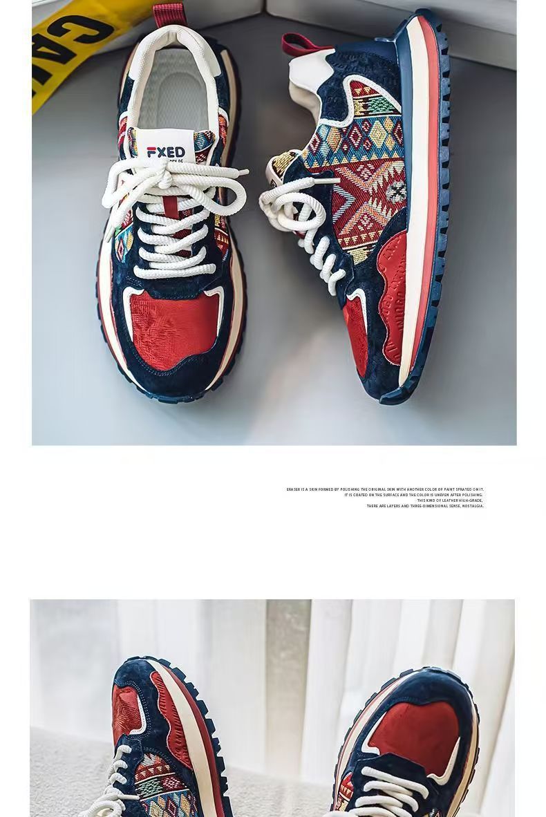 Casual herenschoenen met veters en etnisch patroon detail 12