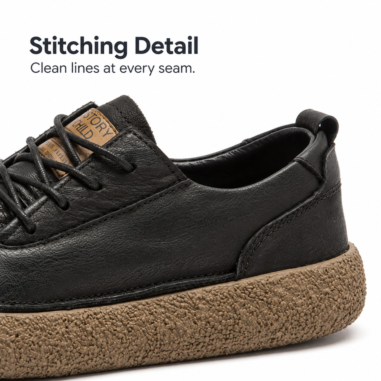 Men's Full-Grain Leather Chunky-Sole Lace-Up Casual Shoes detail 2