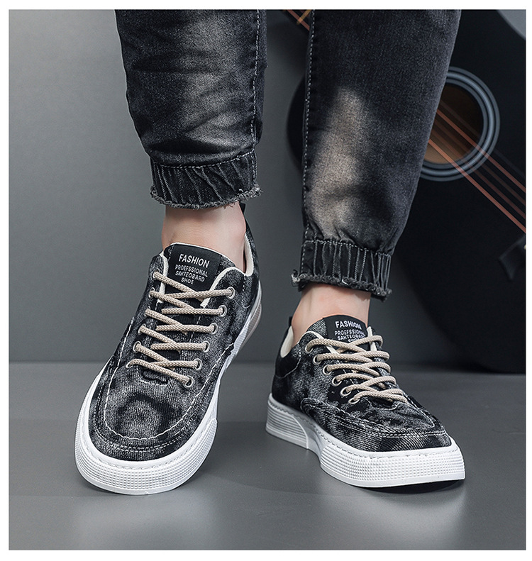 Men's Breathable Canvas Lace-Up Platform Casual Shoes detail 4