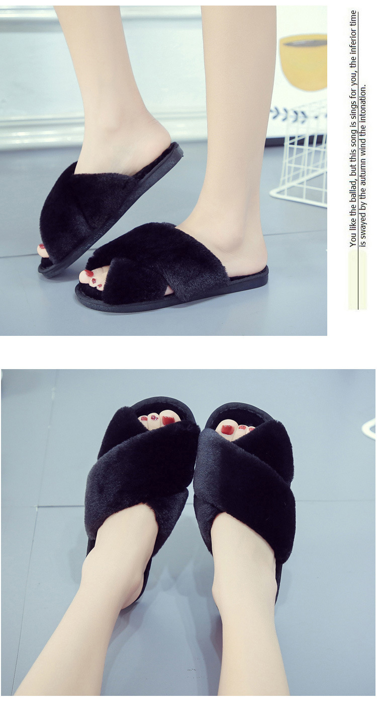 Pantuflas de felpa suave con tiras cruzadas para mujer detail 10