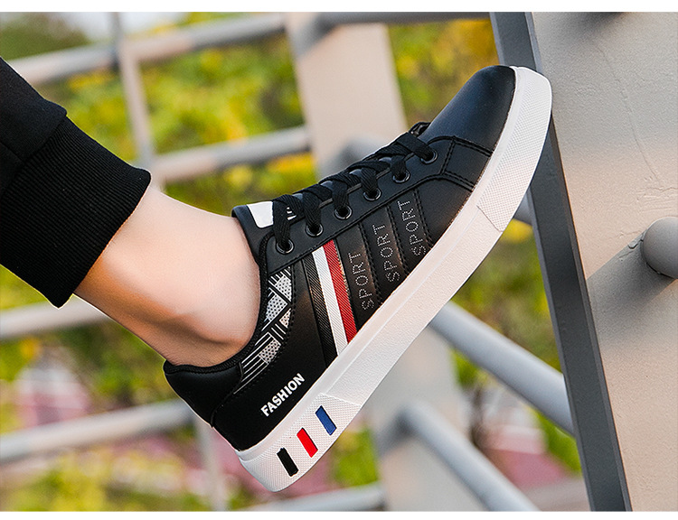 Chaussures casual à lacets à rayures en cuir PU pour hommes detail 10