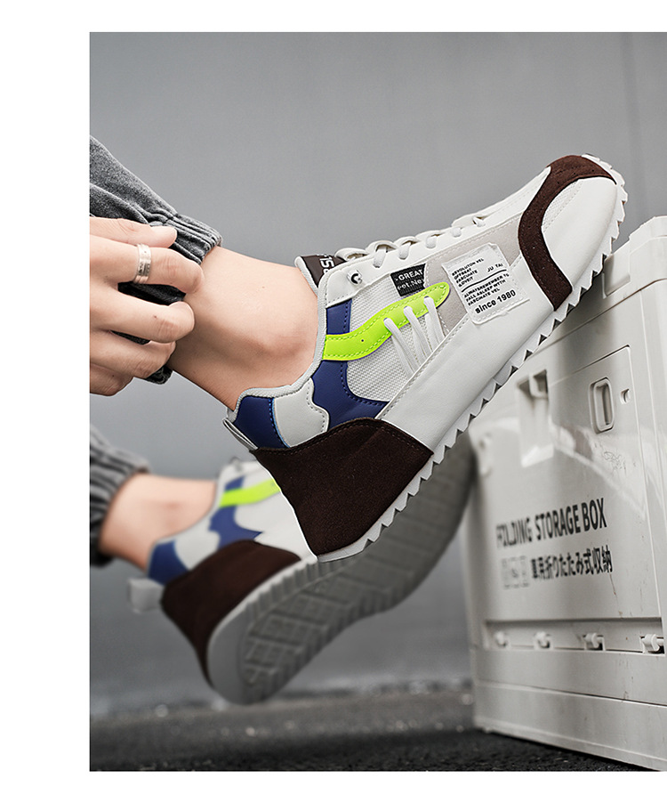 Scarpe casual da uomo traspiranti stringate con plateau e motivo color block detail 4