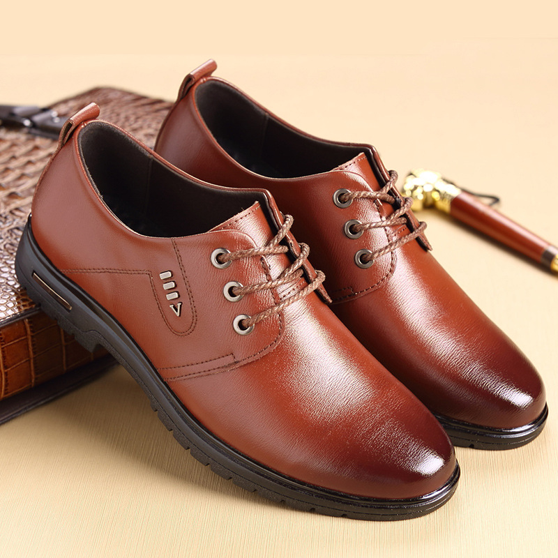 Elegante Schuhe für Herren aus Leder zum Schnüren mit rutschfester Sohle 4
