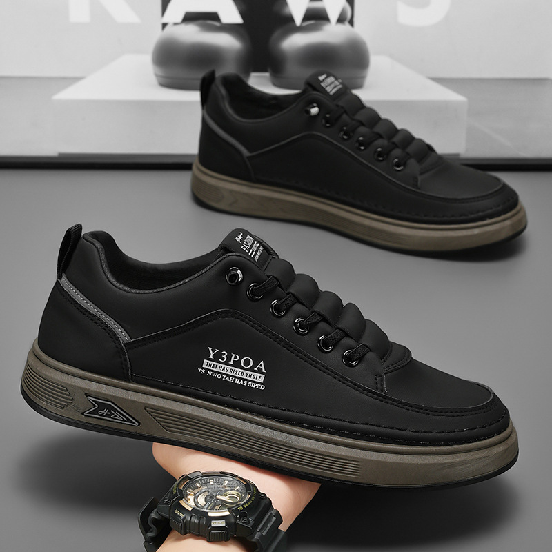 Klassische Herren-Freizeitschuhe mit Schnürung aus PU-Leder, Low-Top 5