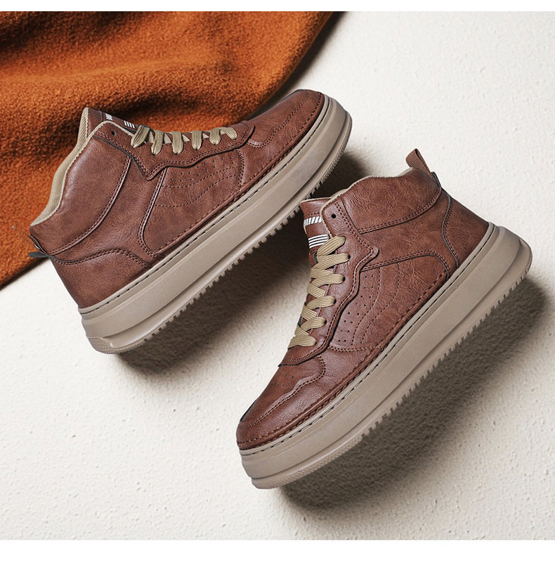 Herren Plateau-Freizeitschuhe zum Schnüren aus PU-Leder detail 10