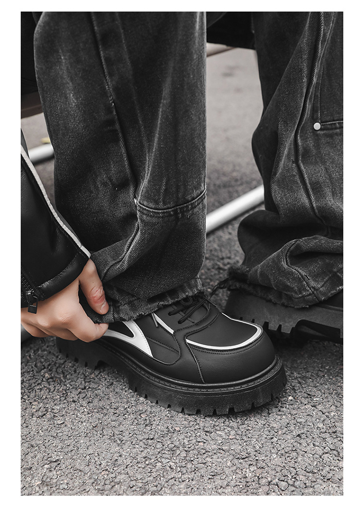 Chunky Plateau-Freizeitschuhe für Herren mit Schnürung aus PU-Leder detail 13