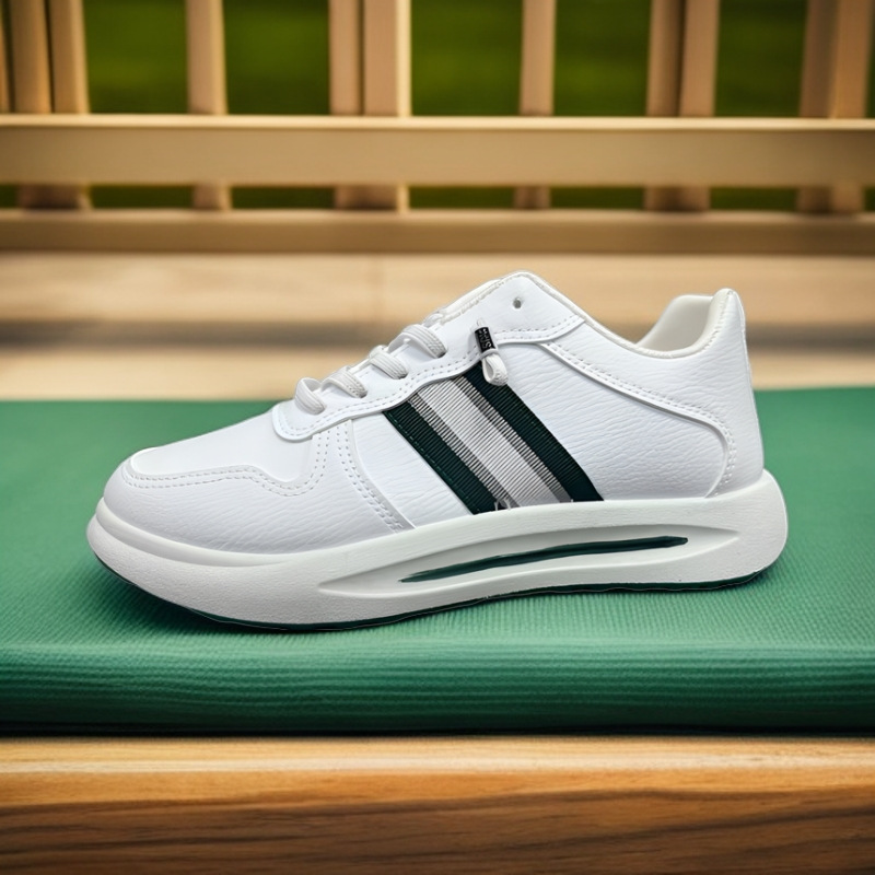 Men's Striped Lace-Up PU Leather Casual Sneakers detail 8
