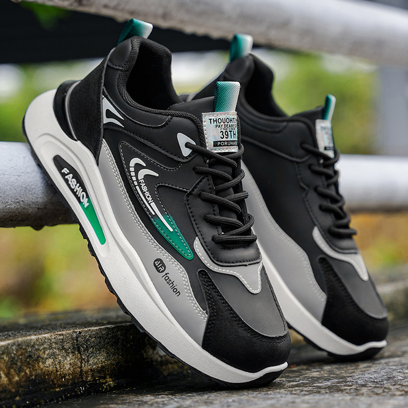 Herren Plateau-Sneaker im Colorblock-Design mit Schnürung & Dämpfung