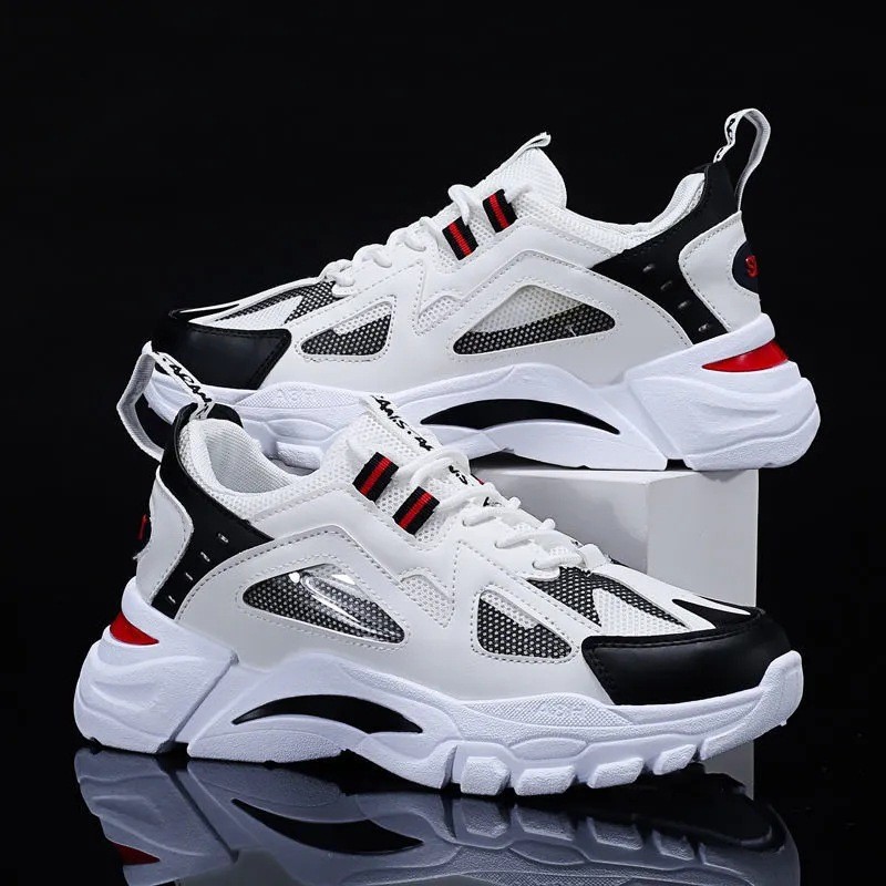 Men's Breathable Colorblock Platform Casual Sneakers