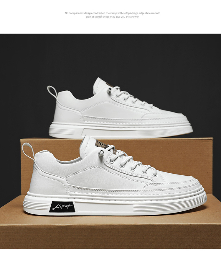 Herren Freizeitschuhe aus PU-Leder Rutschfeste Sneaker zum Schnüren detail 9