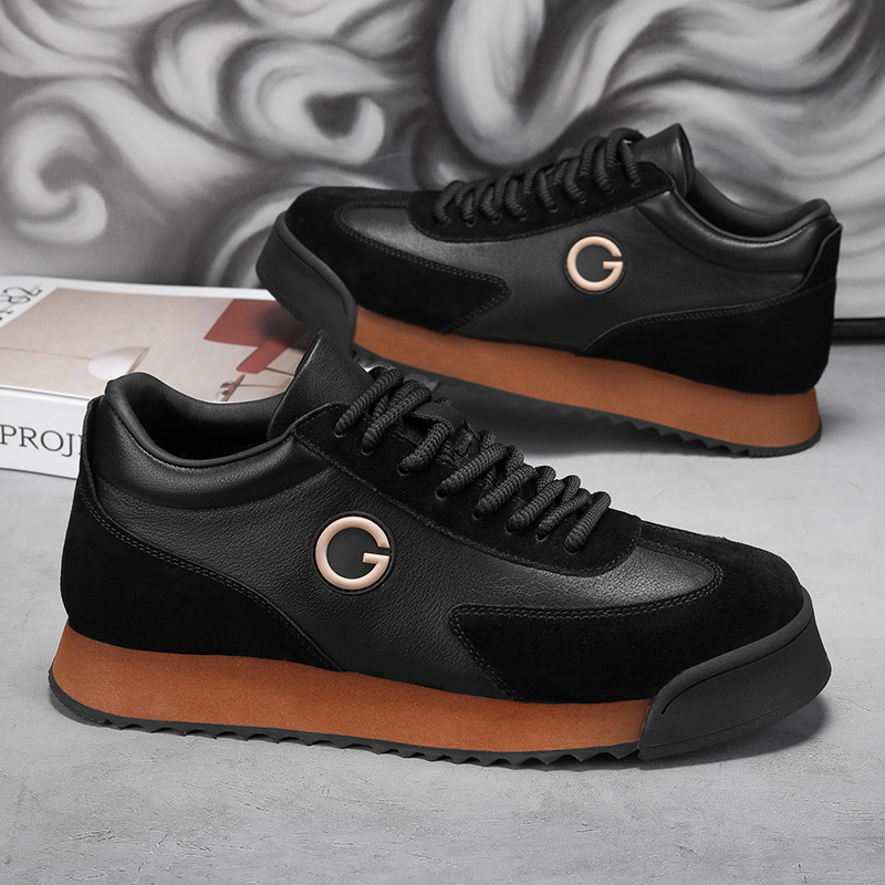 Herren Plateau-Sneaker aus Leder im Colorblock-Design 5