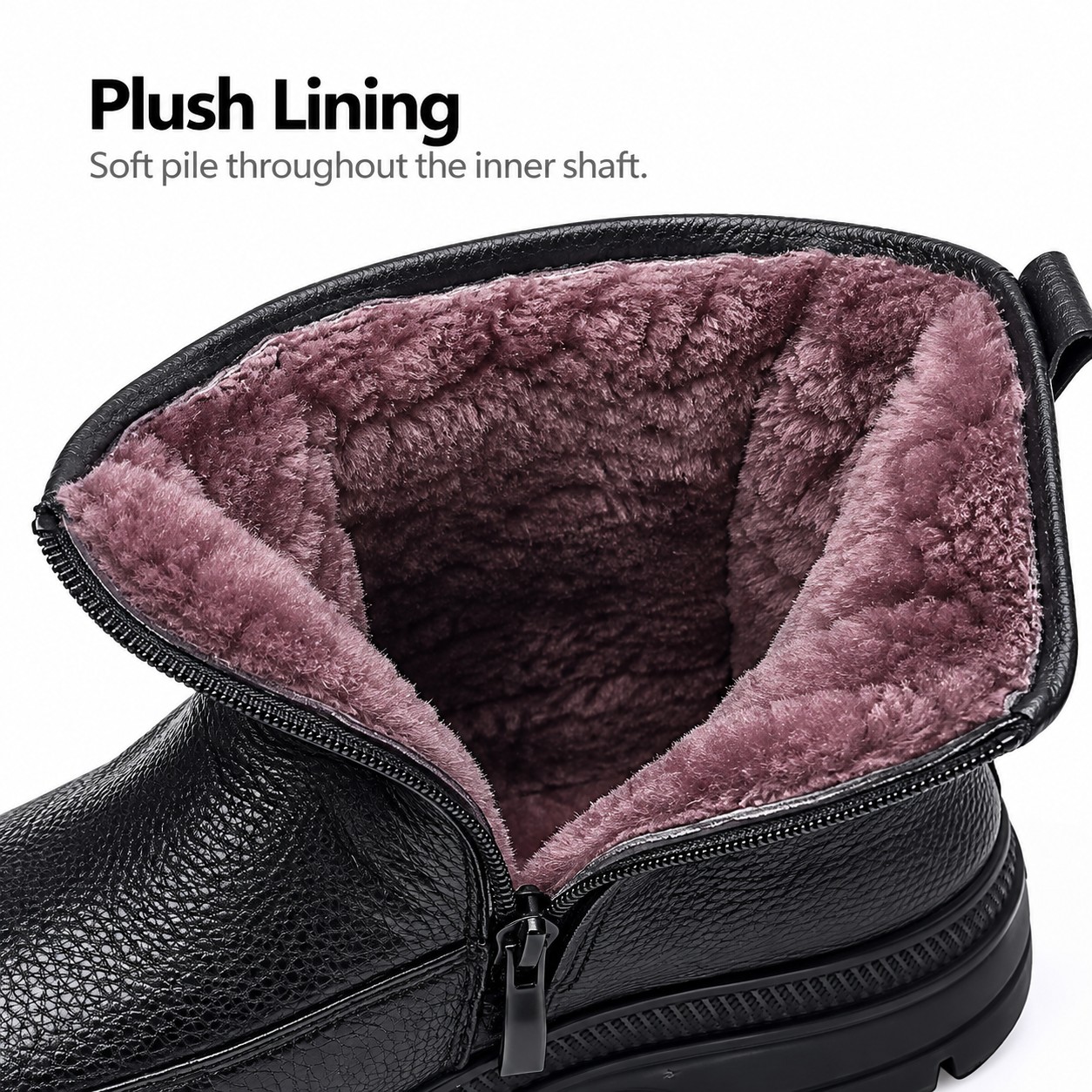 Men's Fur-Lined Full-Grain Leather Side-Zip Boots detail 3