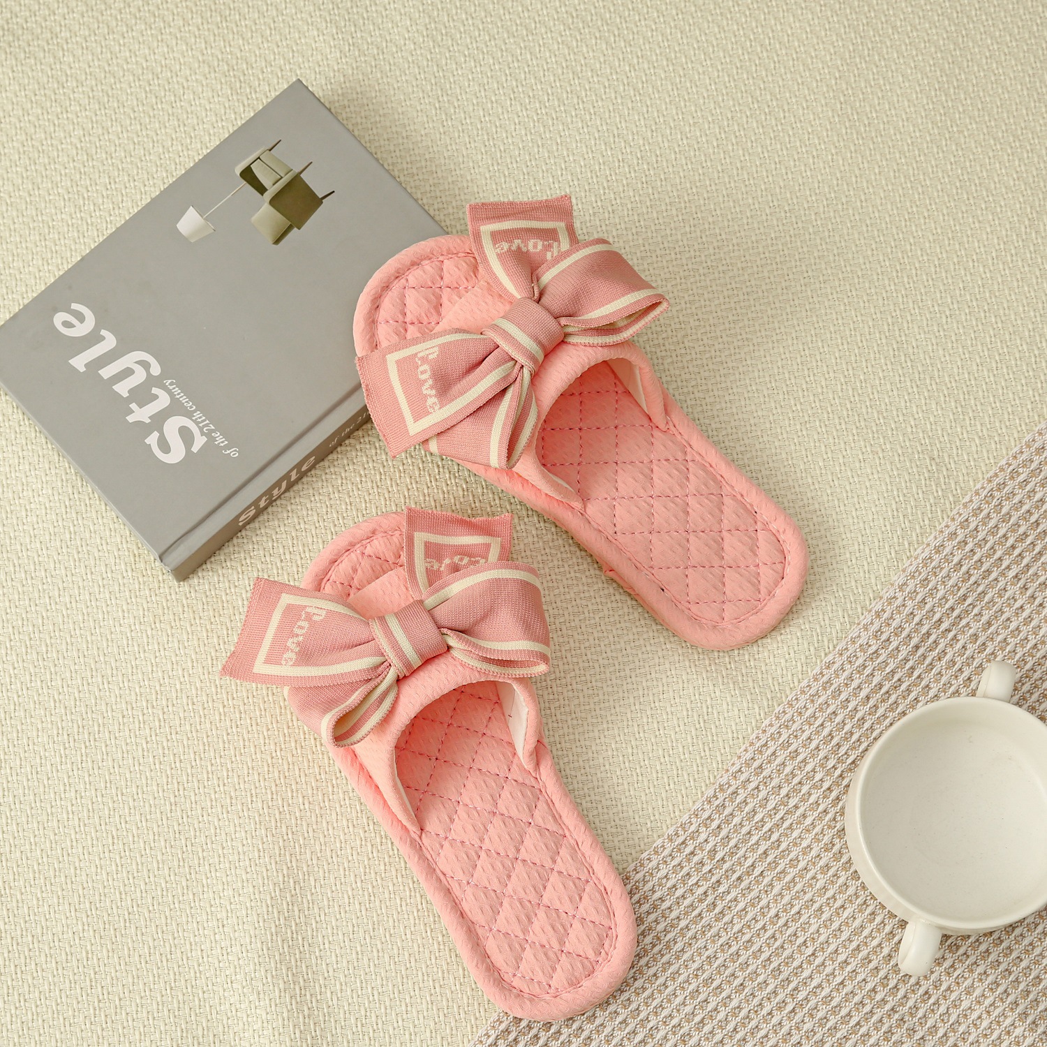 Two-layer cloth bottom Japanese style bow pink