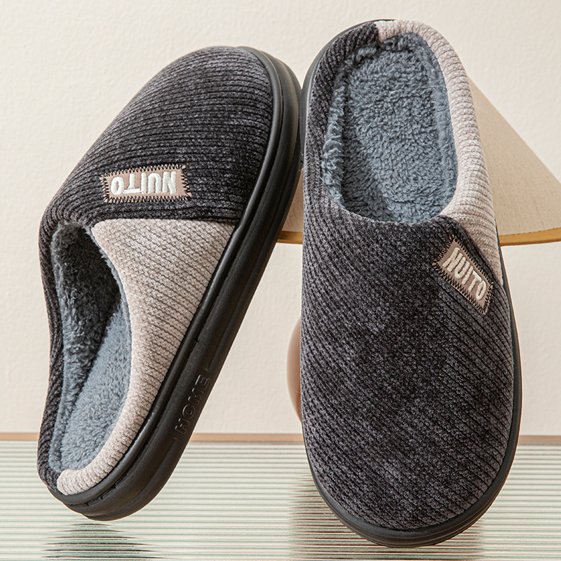 Chaussons chauds en velours côtelé doublés de peluche pour homme 5