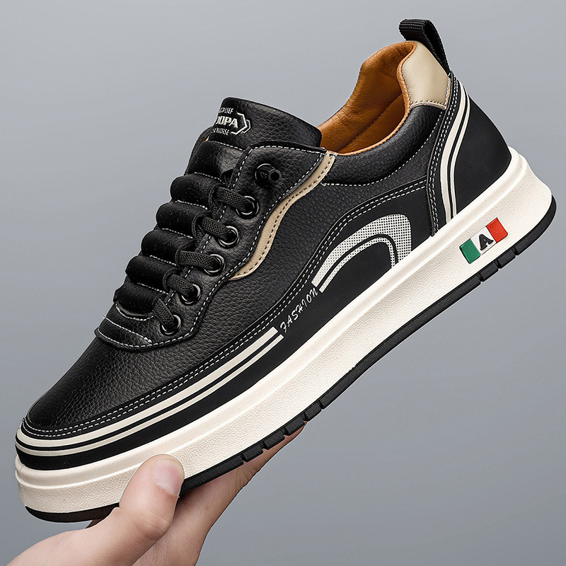 Rutschfeste PU-Leder Freizeitschuhe für Herren mit Schnürung 4