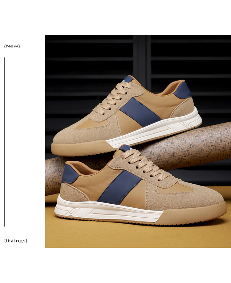 Men's Colorblock Leather Lace-Up Casual Shoes detail 9