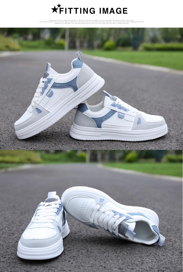Sneakers casual da uomo stringate in pelle PU stile color-block detail 6