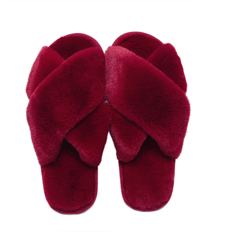 Chaussons douillets en peluche pour femme à bout ouvert 6