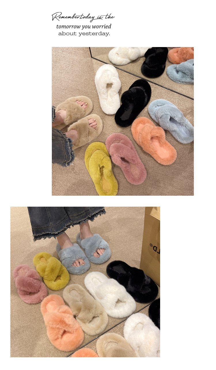 Women's Cozy Plush Open-Toe Flat Slippers detail 6