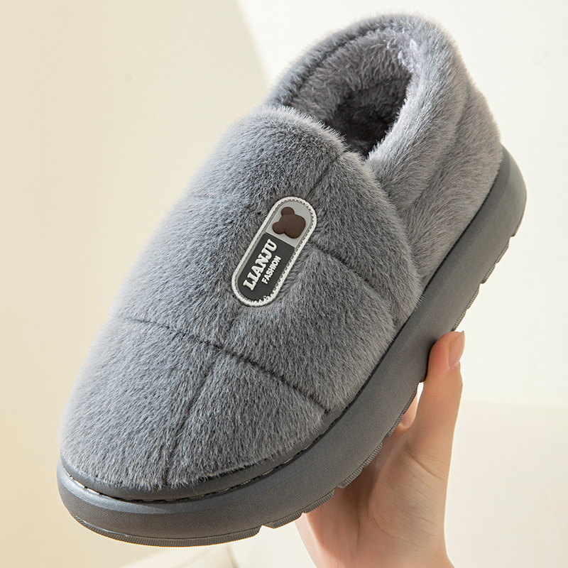 Chaussons d'intérieur chauds en peluche à enfiler unisexes detail 12