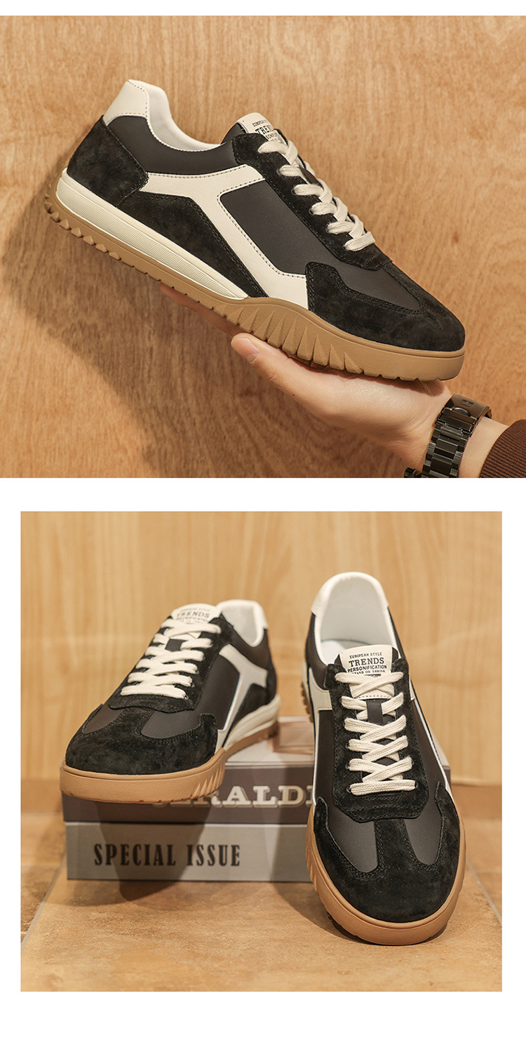 Baskets à lacets en cuir à blocs de couleurs pour homme detail 5