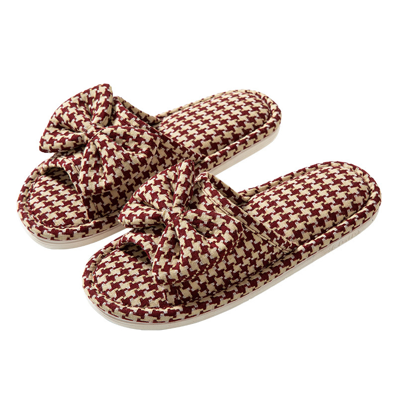 Women's Breathable Plaid Open-Toe Slippers 6