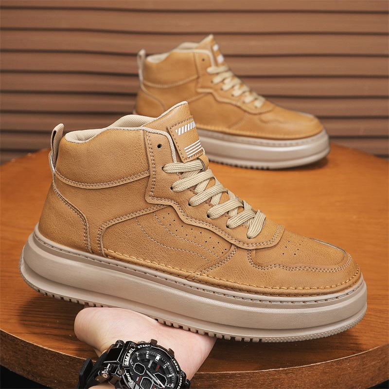 Herren Plateau-Freizeitschuhe zum Schnüren aus PU-Leder 3