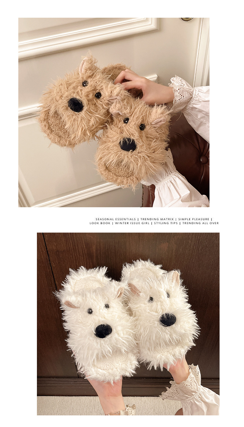 Pantofole da casa da donna in morbido peluche a forma di cane detail 1