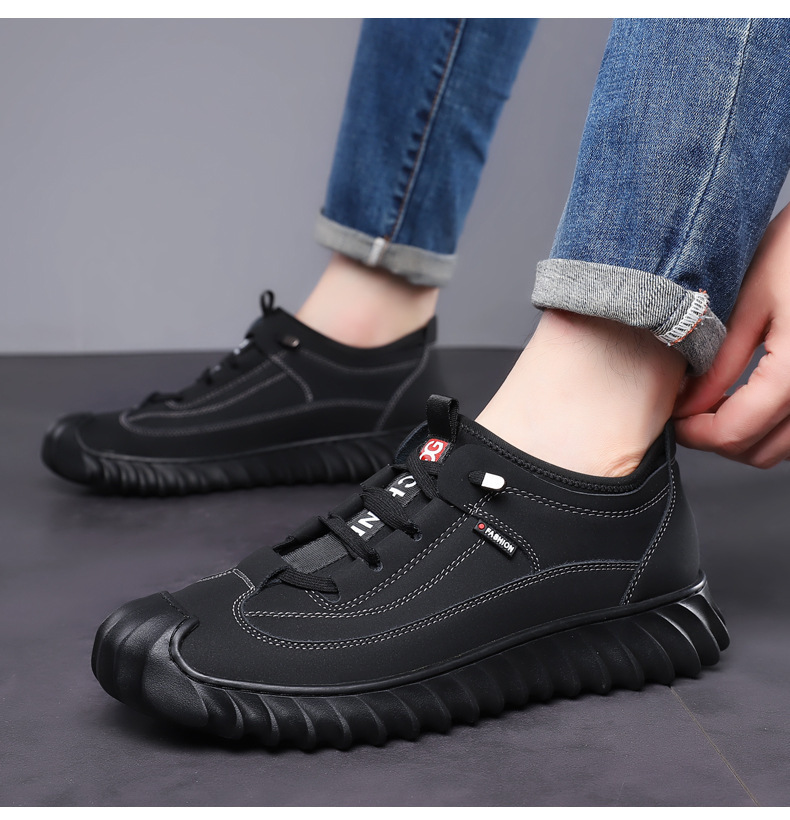 Rutschfeste PU-Leder Freizeitschuhe für Herren mit Schnürung detail 4