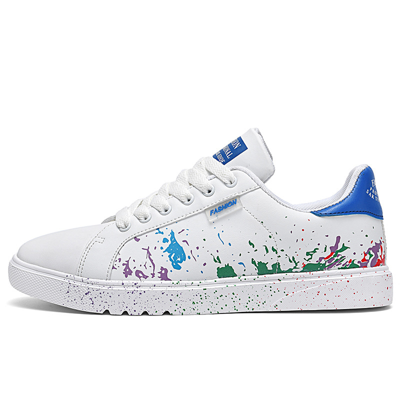 Men's Graphic-Print PU Leather Lace-Up Casual Sneakers 6
