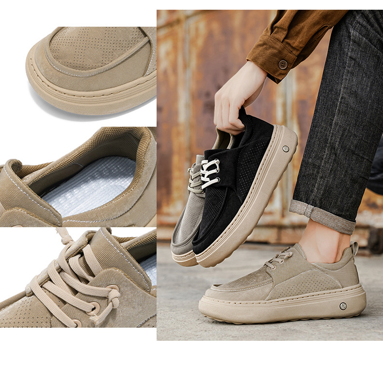 Gedämpfte Plateau-Freizeitschuhe für Herren mit Schnürung detail 2