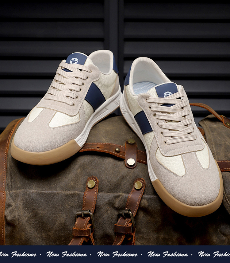 Men's Colorblock Leather Lace-Up Casual Shoes detail 1