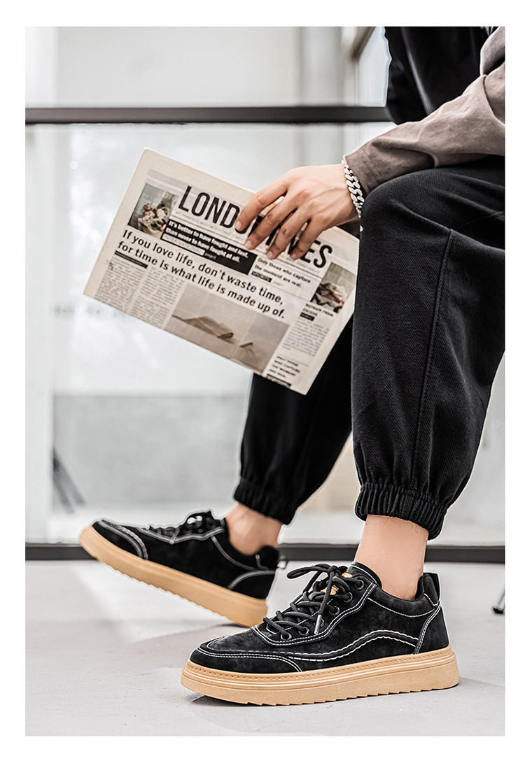 Gedämpfte Plateau-Freizeitschuhe für Herren mit Schnürung detail 10