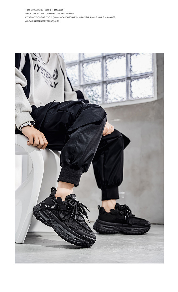 Scarpe casual da uomo traspiranti in mesh stringate con zeppa detail 1