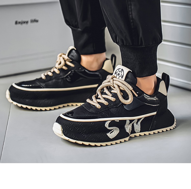 Scarpe casual da uomo con plateau stringate in pelle PU detail 10