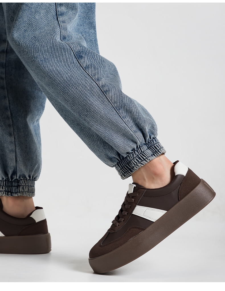 Chaussures casual unisexes à plateforme et lacets style colorblock detail 1