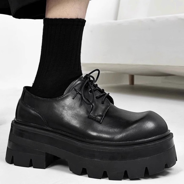 Scarpe casual da uomo stringate con plateau in pelle 2