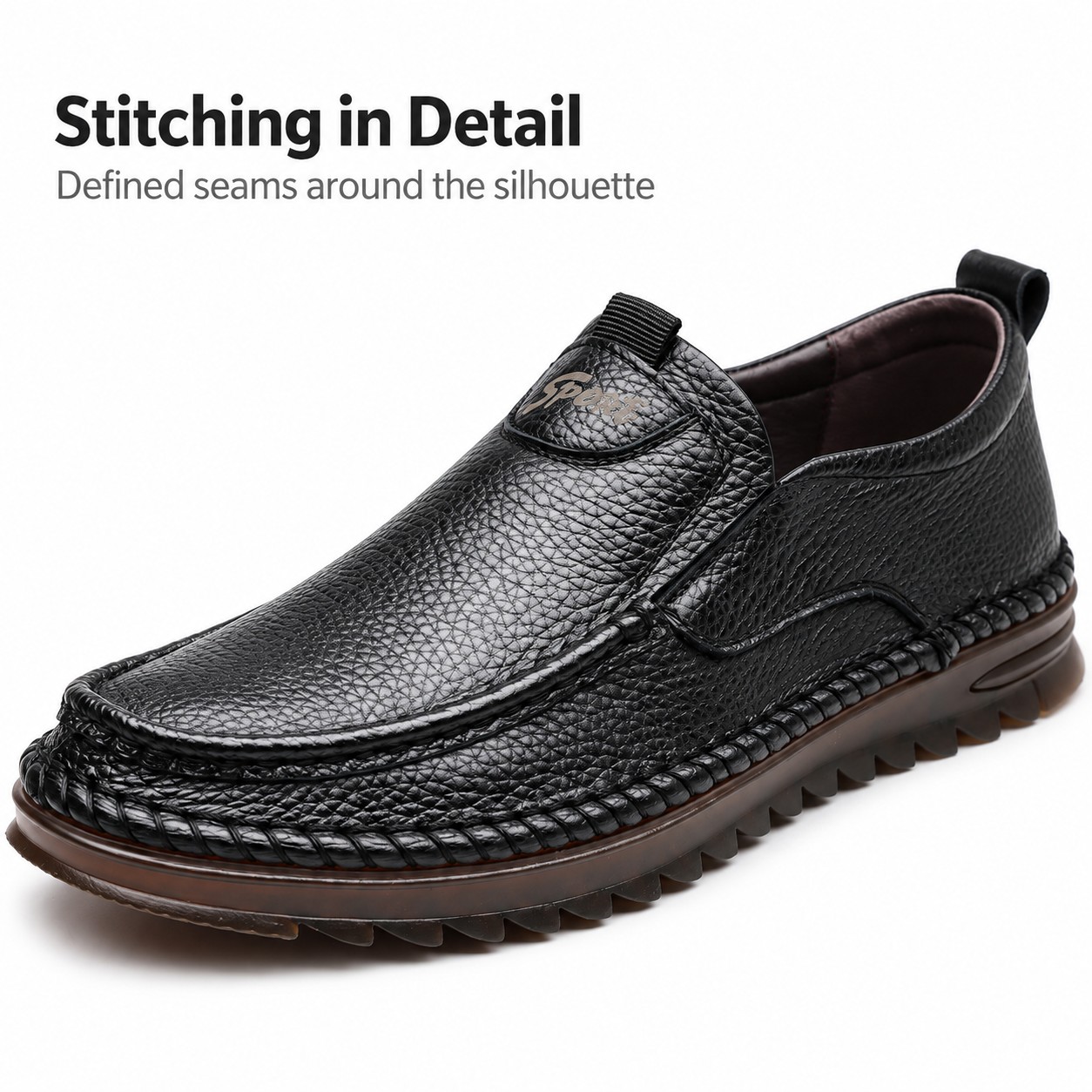 Men's Full-Grain Leather Moc-Toe Slip-On Casual Shoes detail 2