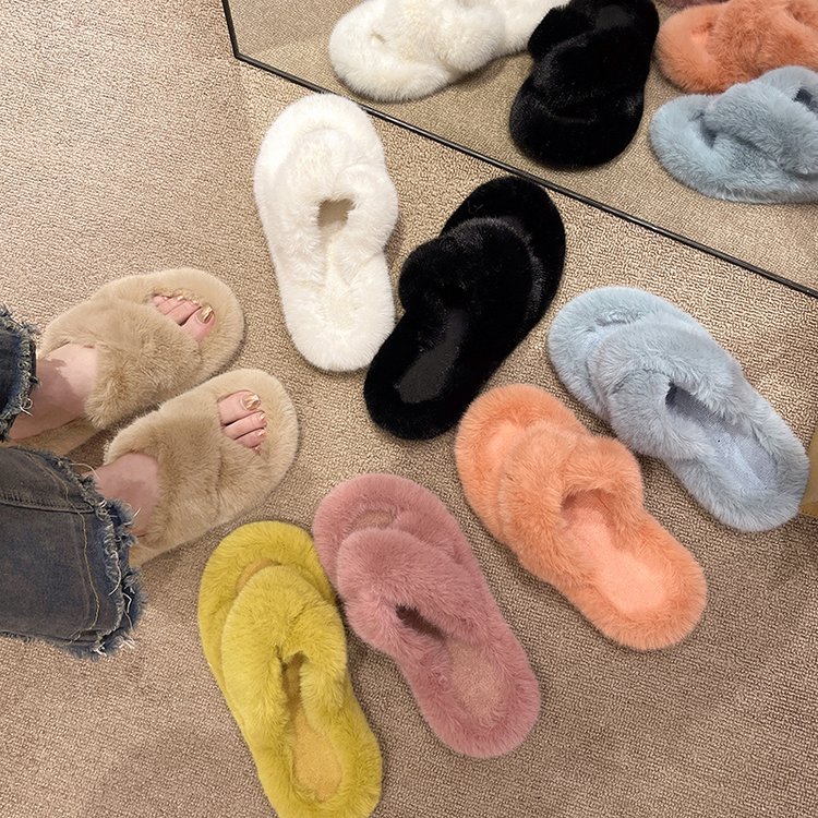 Women's Cozy Plush Open-Toe Flat Slippers 4