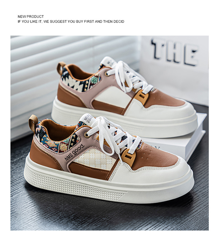 Baskets casual à plateforme et lacets pour hommes style color-block detail 18