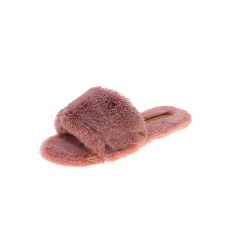 Pantofole da donna in peluche a punta aperta con suola morbida 5
