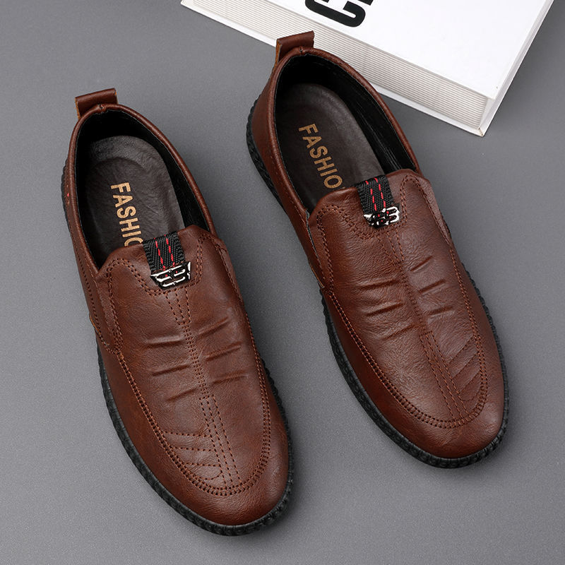 Bequeme Slip-On Freizeitschuhe für Herren aus PU-Leder mit weicher Sohle