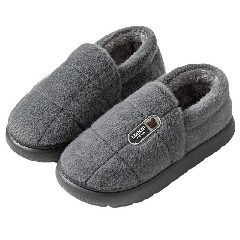 Chaussons d'intérieur chauds en peluche à enfiler unisexes 6