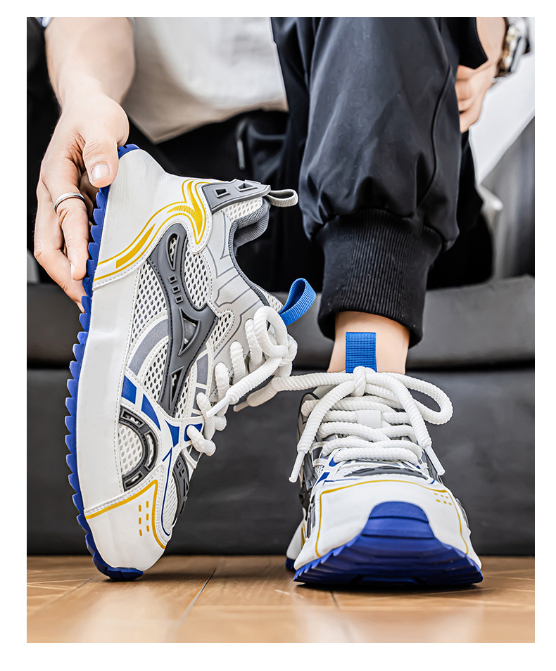Baskets casual respirantes en mesh à blocs de couleurs pour homme detail 15