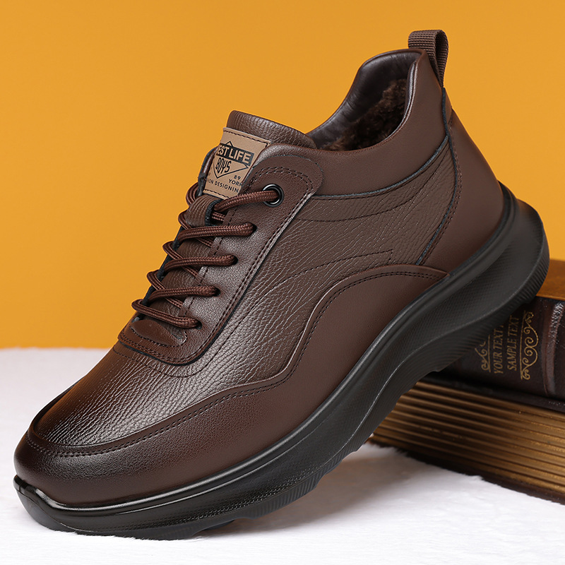 Gefütterte Leder-Freizeitschuhe für Herren mit Dämpfung 4