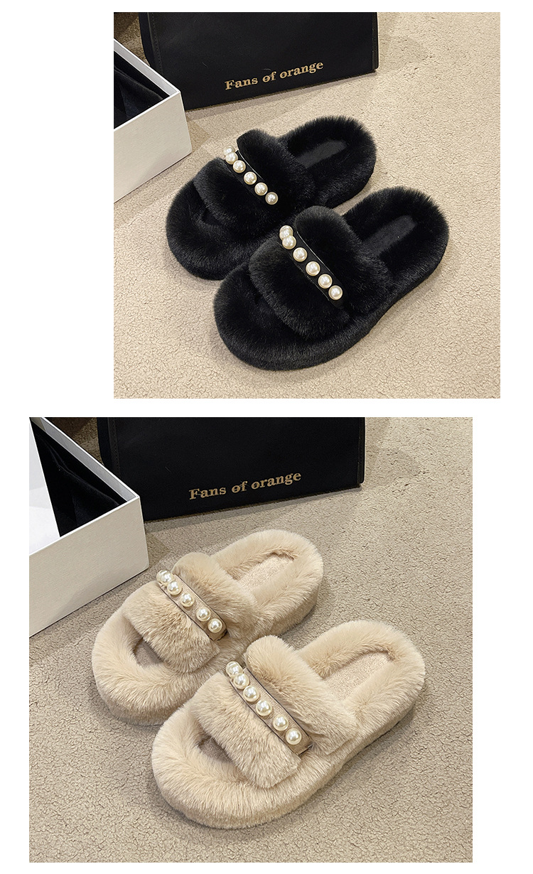 Women's Cozy Faux Pearl Plush Open-Toe Slippers detail 20