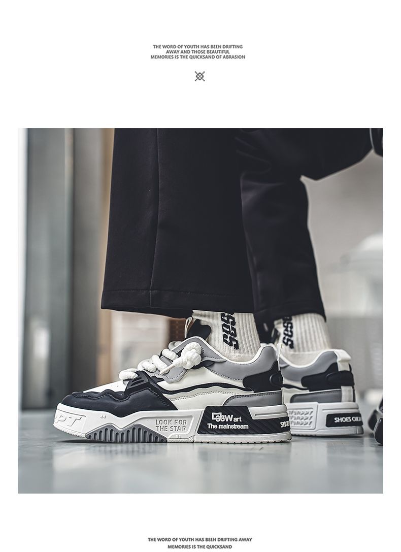 Men's Chunky Platform Colorblock Lace-Up Casual Shoes detail 5