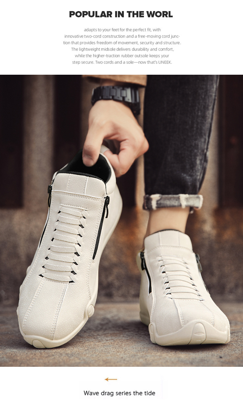 Herren-Freizeitschuhe aus Leder mit Reißverschluss und weicher Sohle detail 3